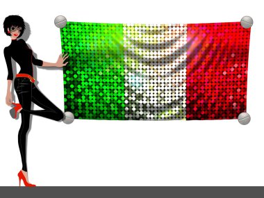 Girl with a Flag of Italy clipart