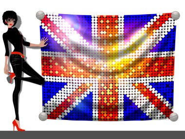Girl with a Flag of United Kingdom clipart