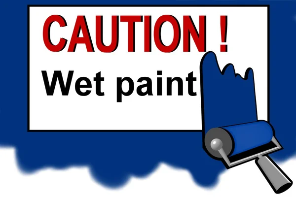 Осторожно - предупреждающий знак влажной краски — стоковое фото