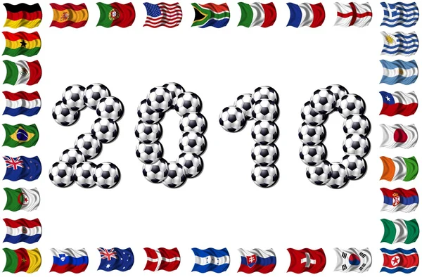 2010 - Soccer and Nation Flags — Stock Photo, Image