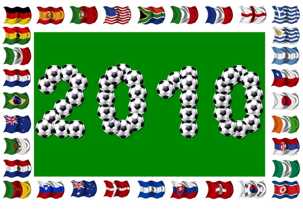 2010 - Soccer et drapeaux nationaux — Photo