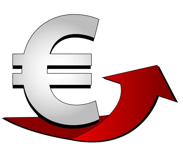 Znak euro ze strzałką — Zdjęcie stockowe