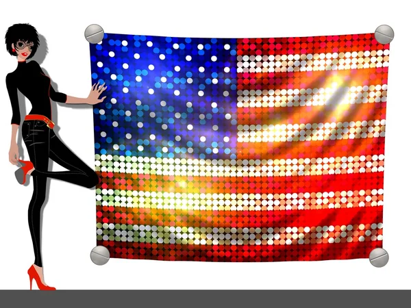 Ragazza con una bandiera degli Stati Uniti — Foto Stock