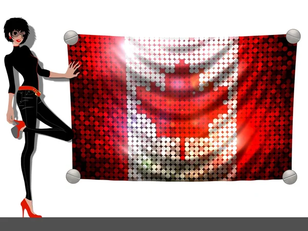Kanada bayrağı ile kız — Stok fotoğraf