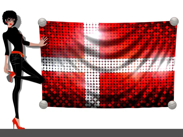 Menina com uma bandeira da Dinamarca — Fotografia de Stock