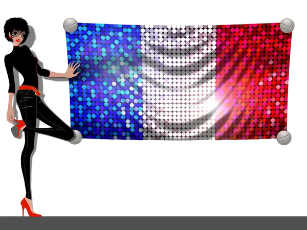 Menina com uma bandeira da França — Fotografia de Stock