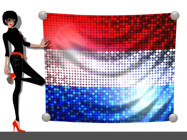 Menina com uma bandeira dos Países Baixos — Fotografia de Stock