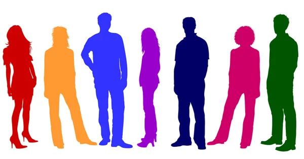 Colorful Young Silhouettes — Stock Photo, Image