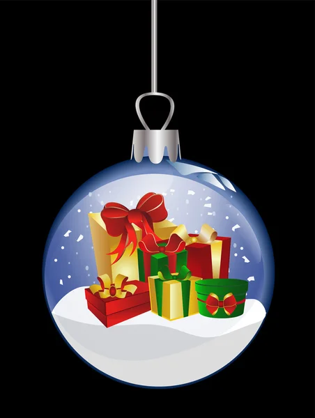 Ilustrace vánoční skleněná koule s pres — Stock fotografie
