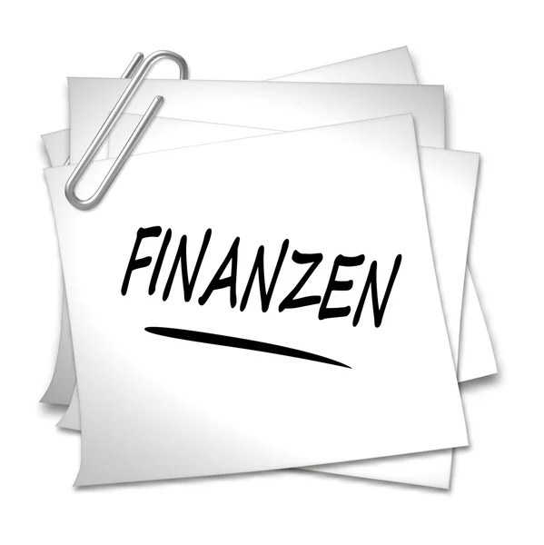 Memo alemán con clip de papel - Finanzen — Foto de Stock