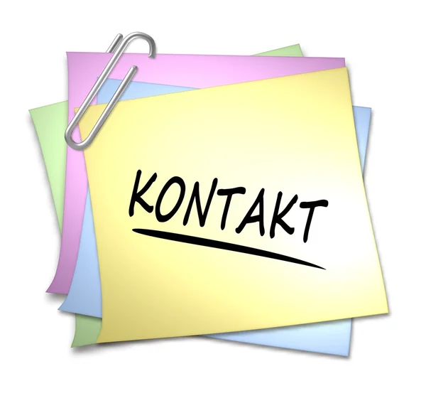 Memorando alemão com clipe de papel - Kontakt — Fotografia de Stock