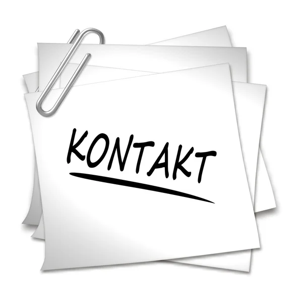 Memo alemán con clip de papel - Kontakt — Foto de Stock