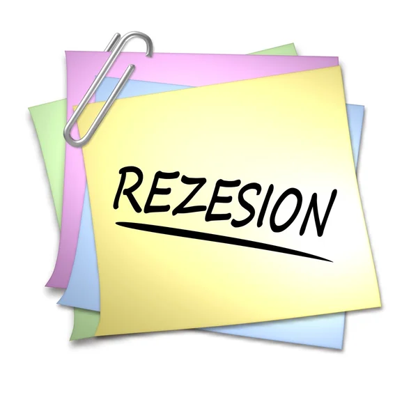 Memo with Paper Clip - Rezesion — Stock Photo, Image