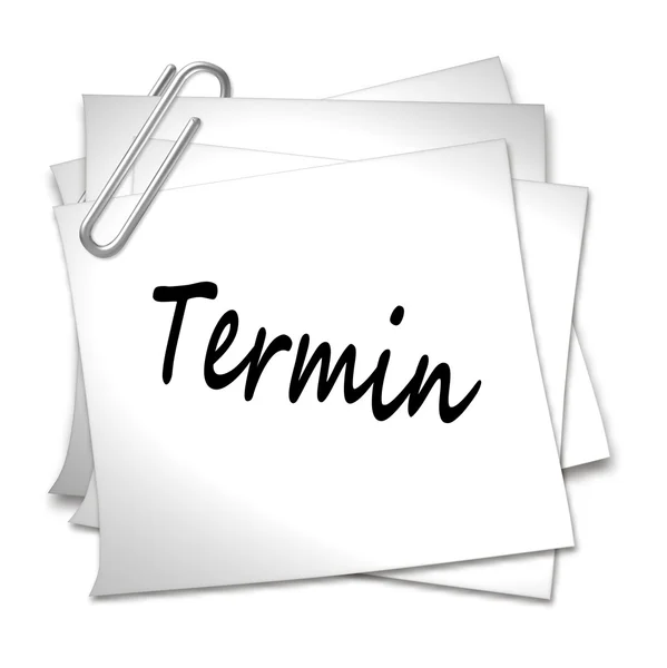 Memo alemán con clip de papel - Termin — Foto de Stock