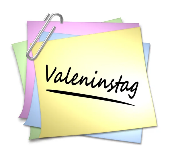 Memo alemão com clipe de papel - Valentinstag — Fotografia de Stock