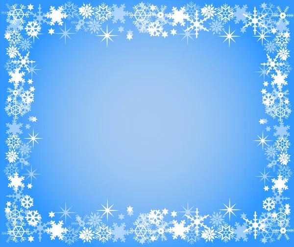 Голубая рождественская рамка со снежинками — стоковое фото