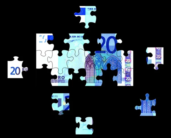 Puzzle z bankovek eura — Stock fotografie