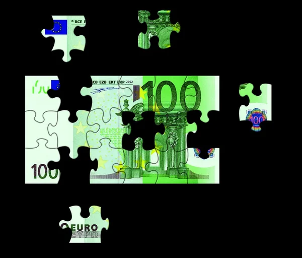 Billete en euros Puzzle — Foto de Stock