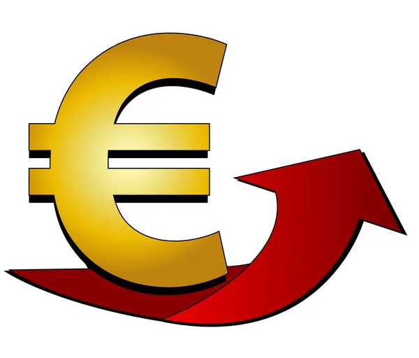 Знак евро со стрелкой — стоковое фото