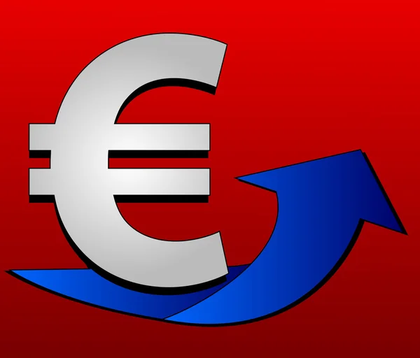 Znak euro ze strzałką — Zdjęcie stockowe