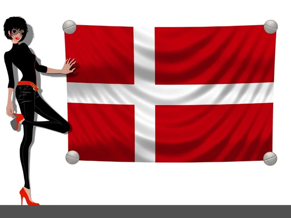 Κορίτσι με μια σημαία της Δανίας — Φωτογραφία Αρχείου