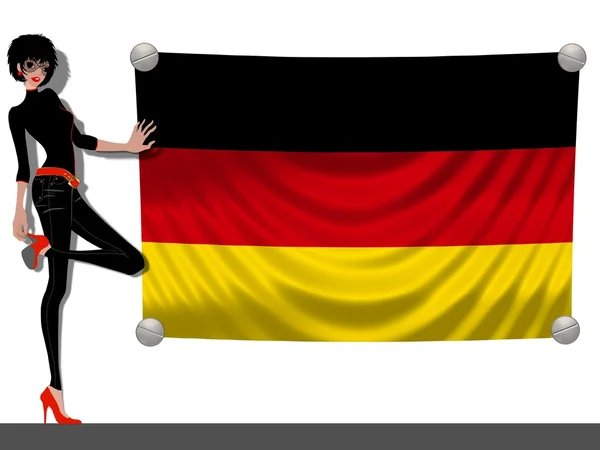 Girl with a Flag of Germany — Stock Photo, Image