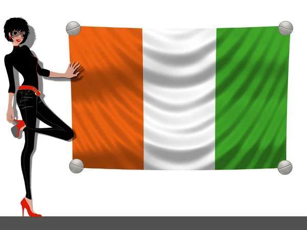 Dívka s vlajkou Pobřeží slonoviny — Stock fotografie