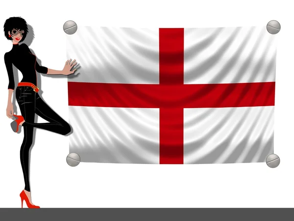 Κορίτσι με μια σημαία της Αγγλίας — Φωτογραφία Αρχείου