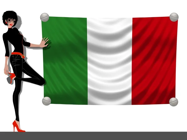 İtalya bayrağı ile kız — Stok fotoğraf