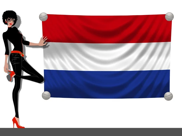 Ragazza con una Bandiera dei Paesi Bassi — Foto Stock