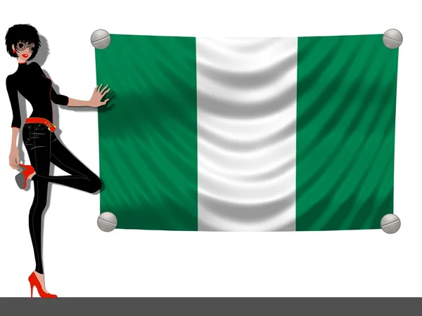Dívka s vlajka Nigérie — Stock fotografie
