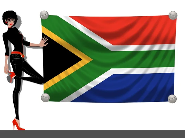 Girl with a Flag of South Africa — Stock Photo, Image