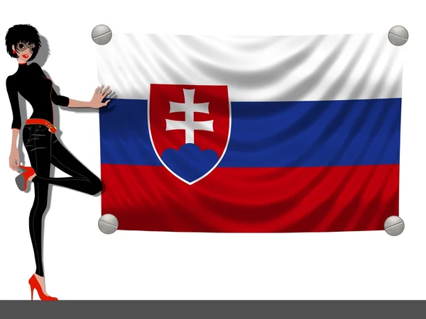 Slowakia bayrağı ile kız — Stok fotoğraf
