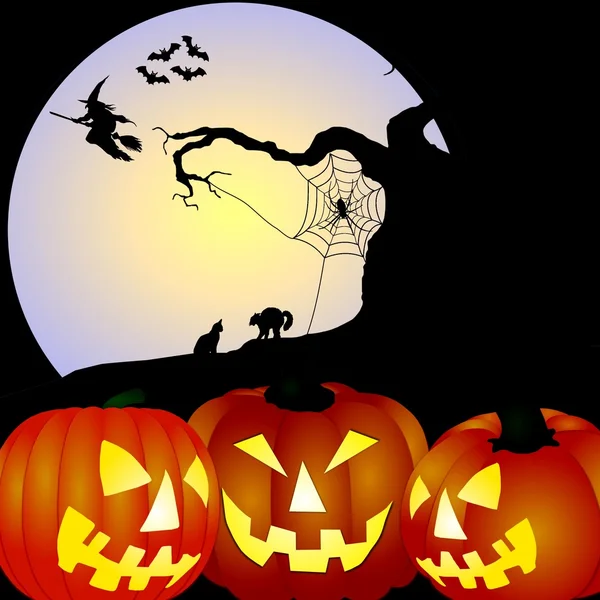 Illustration of pumpkins at night — Stock Photo, Image