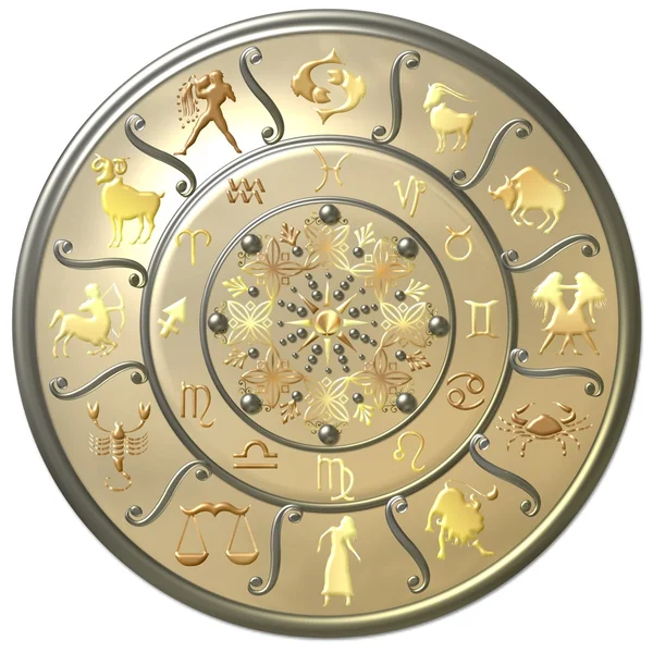 Pearl zodiac skiva med tecken och symboler — Stockfoto