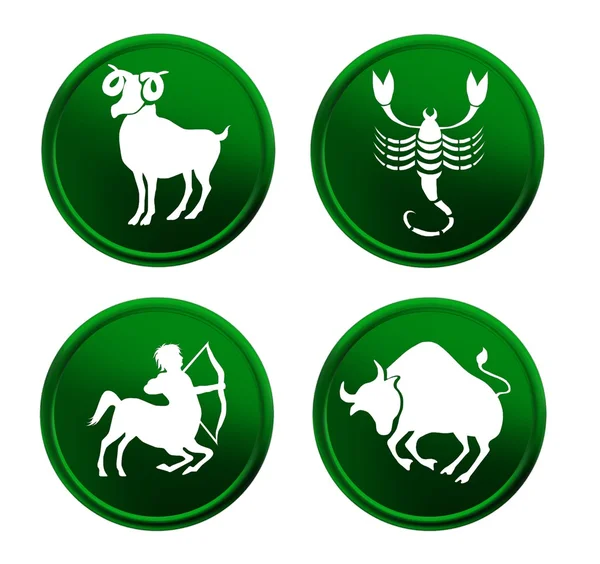 Signos do zodíaco verde - conjunto 1 — Fotografia de Stock