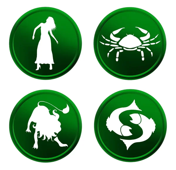 Signos del zodiaco verde - set 3 — Foto de Stock