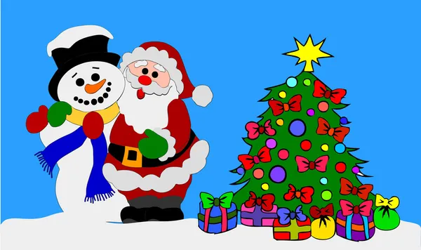 Санта-Клаус и Снеговик — стоковое фото