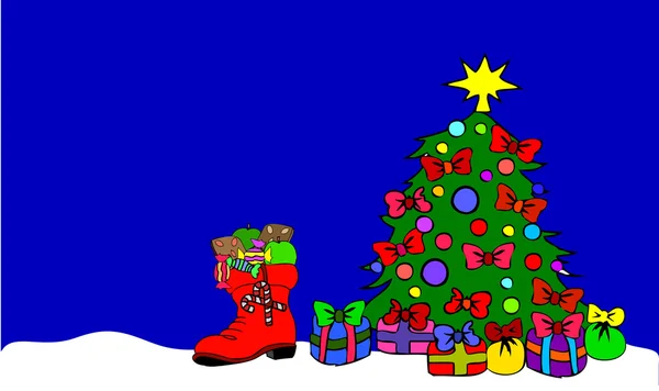 Árvore de Natal com boot — Fotografia de Stock