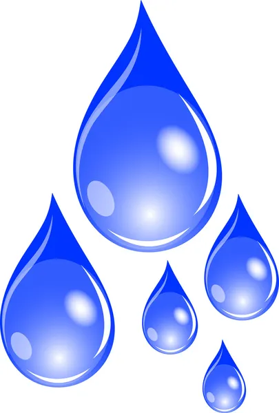 Ilustración de un conjunto de gotas de agua azules —  Fotos de Stock