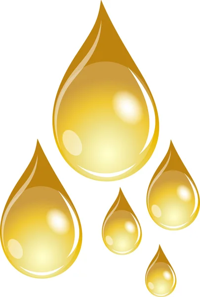 Illustration of a set of golden waterdrops — Stock Photo, Image