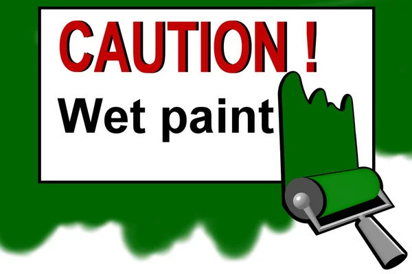 Caution - wet paint warning sign — Stock Photo, Image