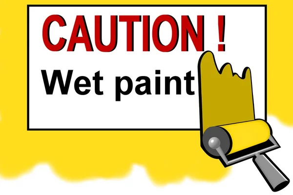 Cuidado - sinal de aviso de tinta molhada — Fotografia de Stock