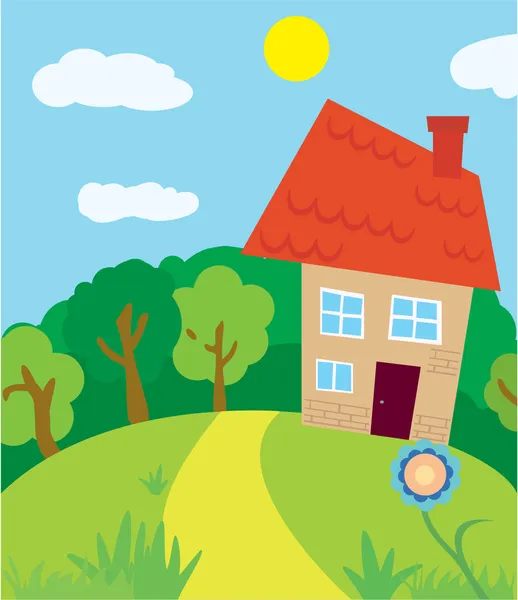 House in forest — Stock Vector