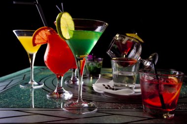 Colorful cocktails clipart