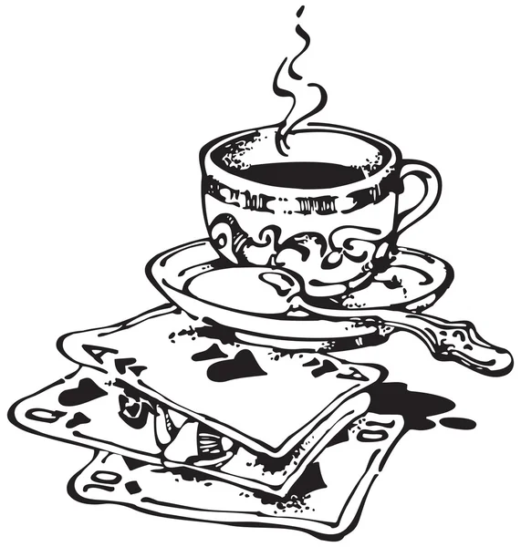 Xícara de café e jogar cartas _ Black — Fotografia de Stock