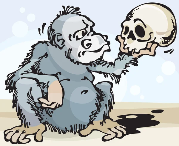 Małpa i czaszki — Zdjęcie stockowe