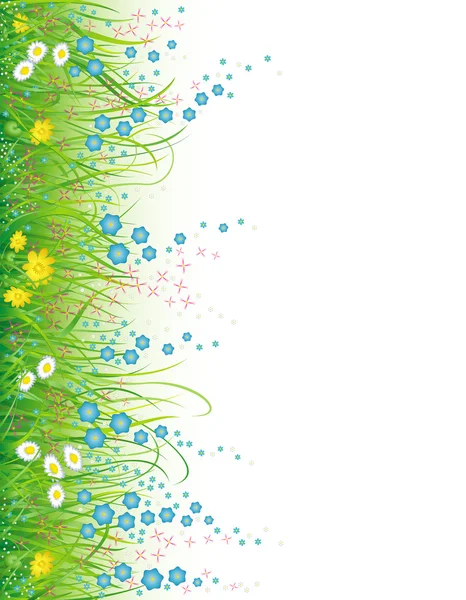 Fond avec l'herbe et les fleurs — Image vectorielle