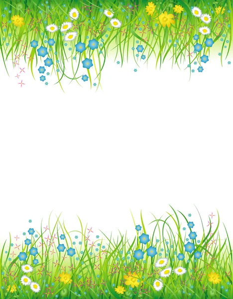 Sfondo con l'erba e fiori — Vettoriale Stock