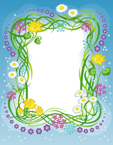 Frame with the grass and flowers — Stock Vector